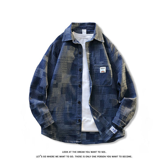 Herren Strukturierte Overshirt‑Hemdjacke aus Cord mit aufgesetzter Brusttasche Shop Nory