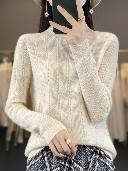 Damen Strukturierter Mockneck-Pullover aus kaschmirähnlicher Wollmischung Shop Nory