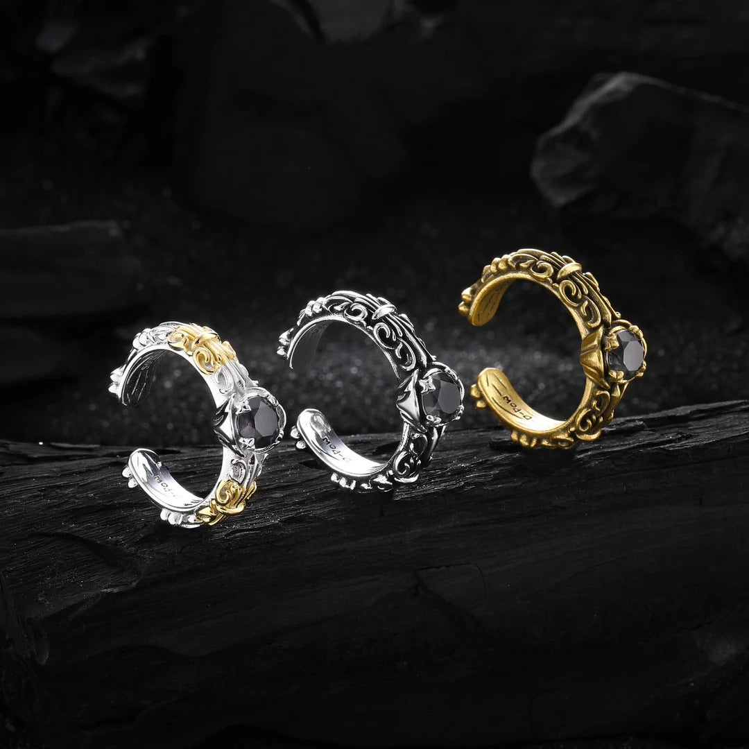Damen Offener Ring mit kunstvollem Reliefdesign Shop Nory