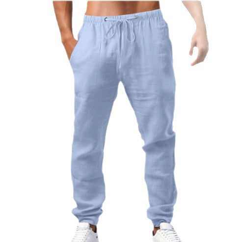 Herren entspannt-sportliche Leinenfreizeithose mit Kordelbund, elastischen Knöchelabschlüssen und seitlichen Nahttaschen Shop Nory