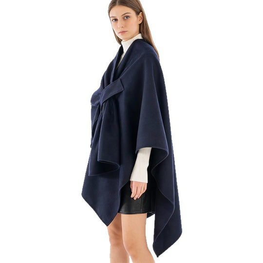 Damen Eleganter Wickel‑Cape mit Knotenverschluss und fließender Drapierung Shop Nory