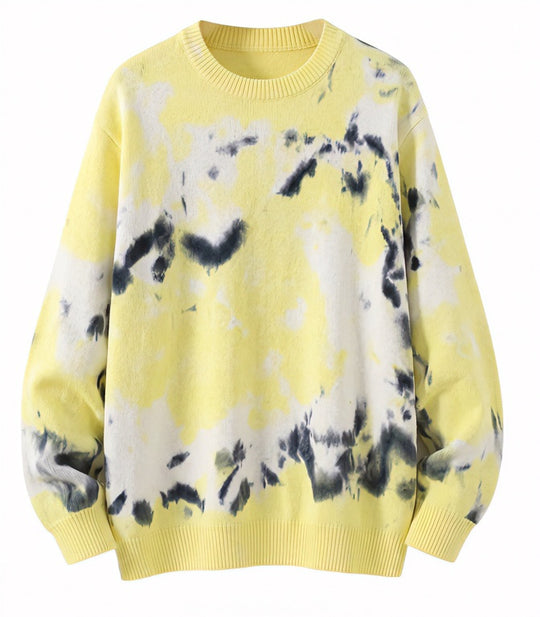 Herren Oversized Batik-Pullover mit Rundhalsausschnitt und Rippbündchen Shop Nory