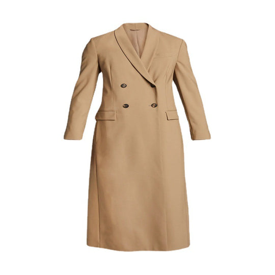 Damen Maxilanger Einreihiger Longcoat im minimalistischen Trenchstil mit weichem Fall Shop Nory