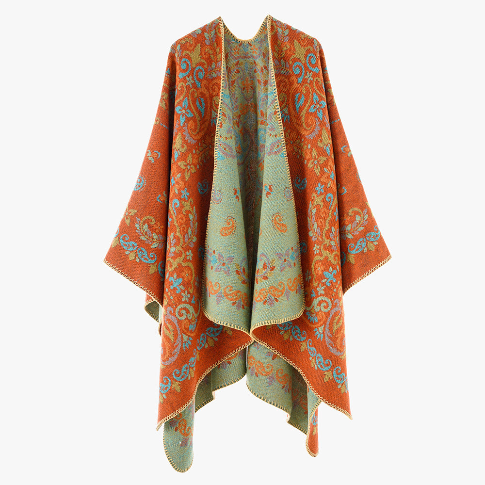 Damen Wendbarer Jacquard-Cape-Überwurf mit ornamentaler Struktur Shop Nory