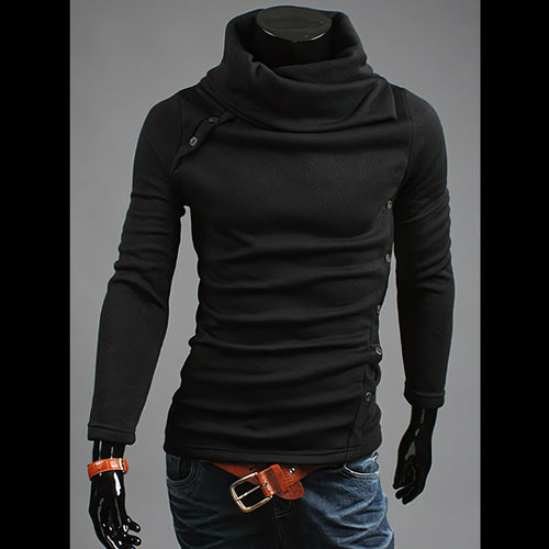 Herren Strickpullover mit großem Schalkragen, asymmetrischer Knopfleiste und schmaler Silhouette Shop Nory