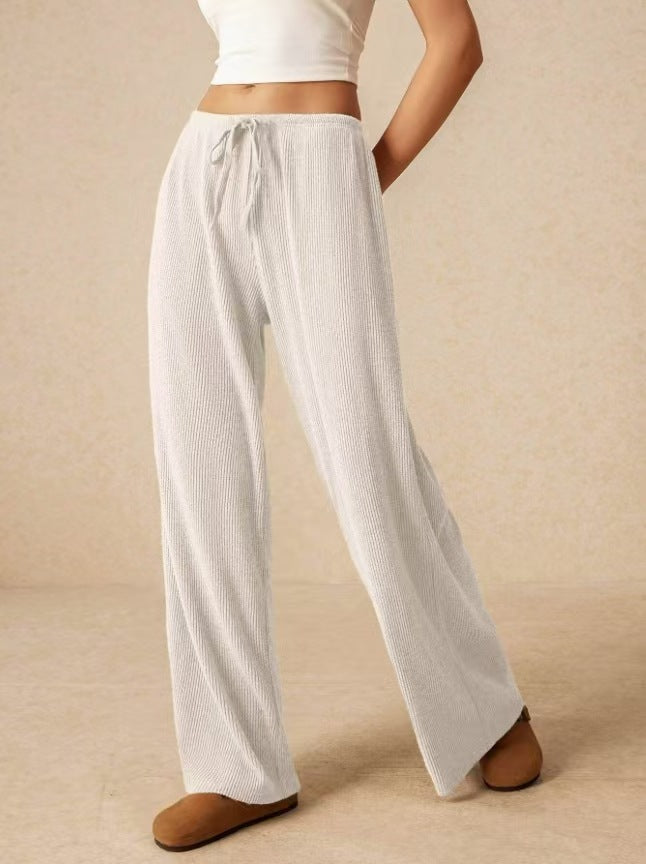 Damen weite Baumwoll-Haremshose mit hoher Taille und praktischem Kordelzug