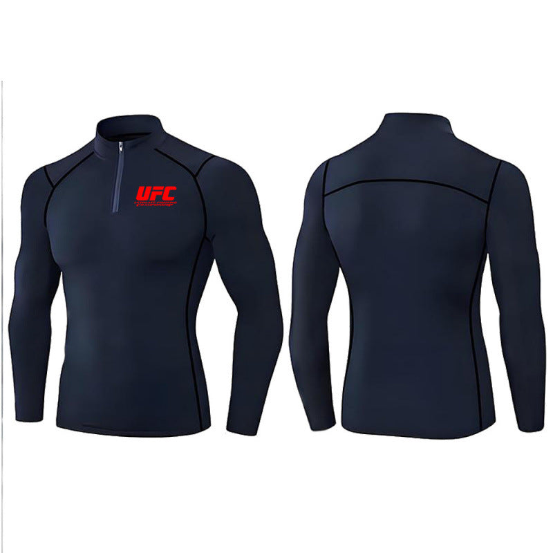 Herren eng anliegendes Kompressionsshirt mit kurzem Reißverschluss und langen Ärmeln Shop Nory