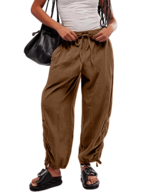 Damen Lockere Jogginghose mit Tunnelzugbund, Kordel-Saum und Raffung Shop Nory