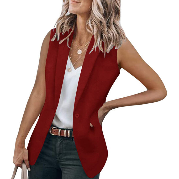 Damen Ärmelloser Blazer im modernen Schnitt mit tiefen Taschen