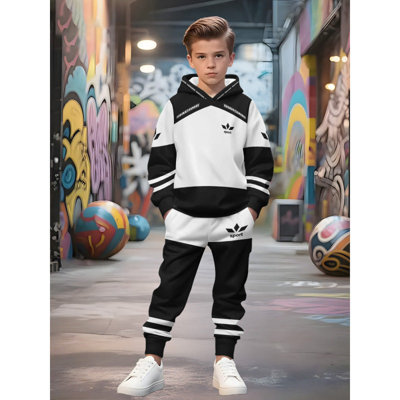 Unisex Kinder Jogginganzug mit Kapuzenpullover und detailreichem Auto-Print Shop Nory