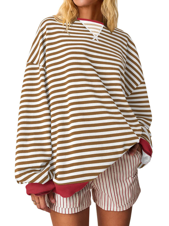 Damen Oversized gestreifter Sweatshirt