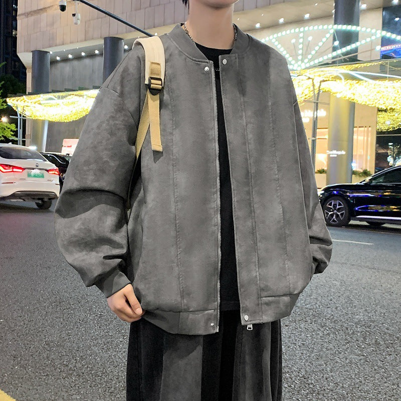 Herren Oversize-Bomberjacke aus Veloursimitat mit senkrechter Nahtstruktur Shop Nory