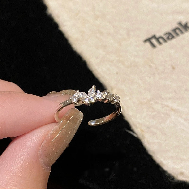 Damen Offener Ring mit funkelndem Edelstein-Design Shop Nory