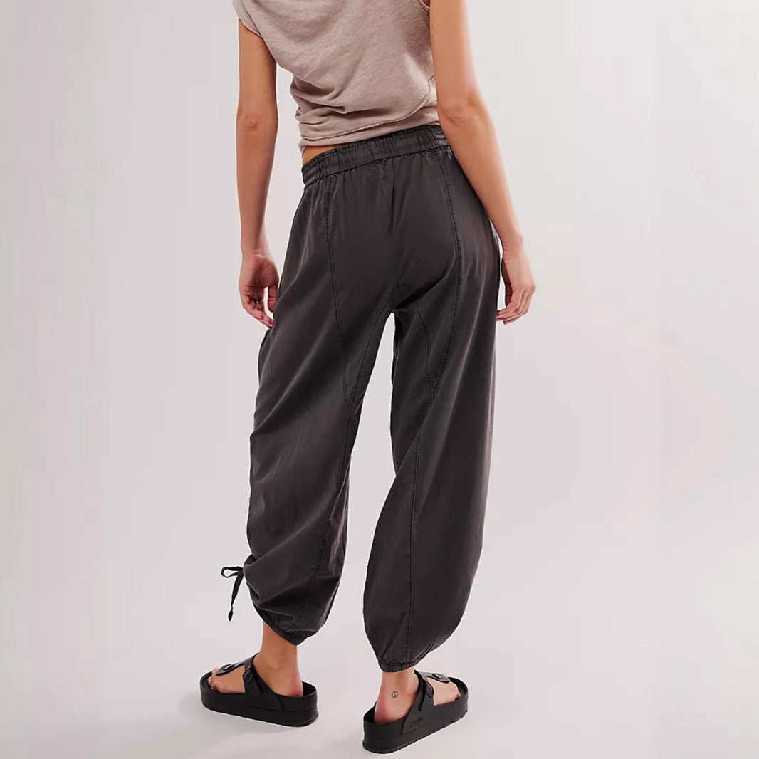 Damen Lockere Jogginghose mit Tunnelzugbund, Kordel-Saum und Raffung Shop Nory