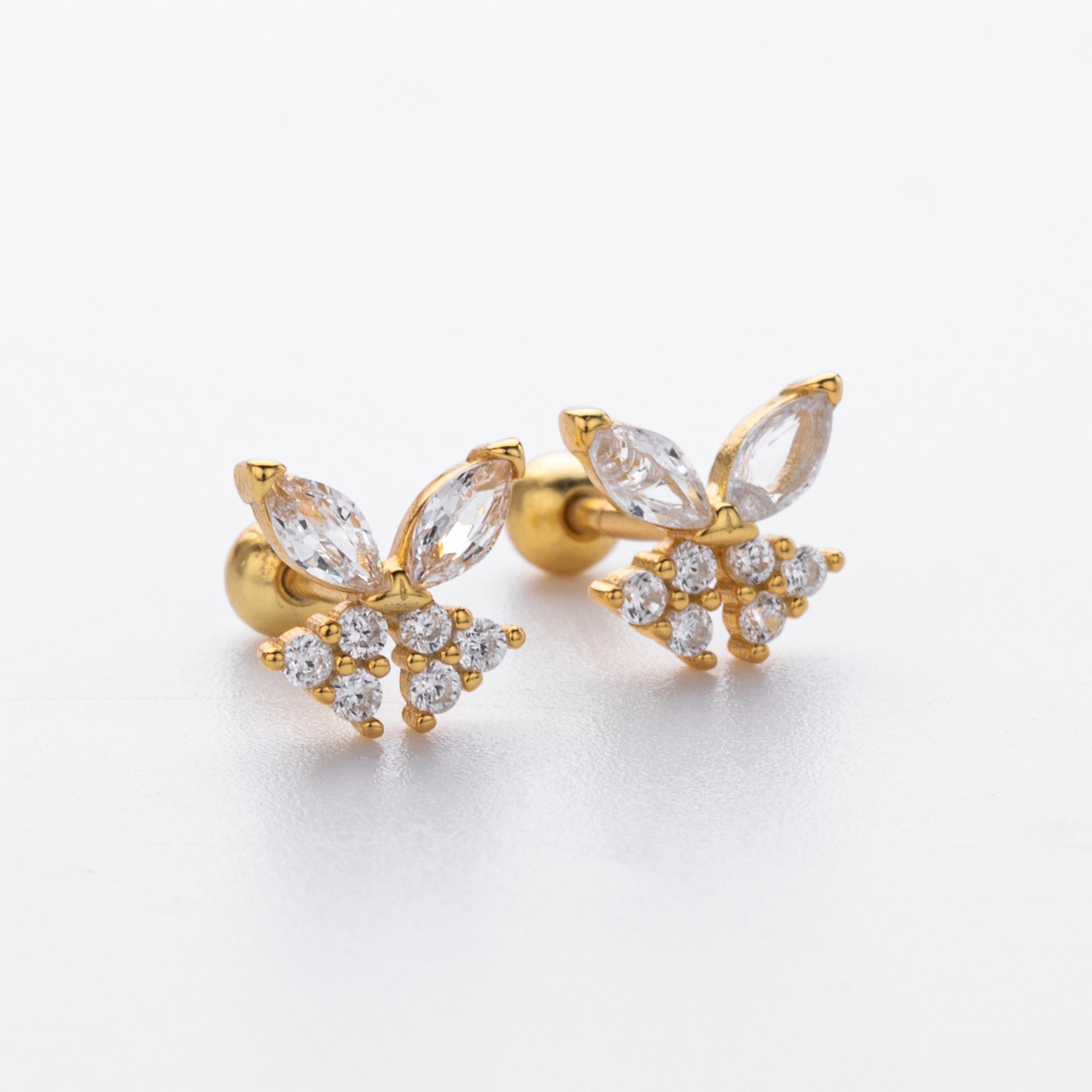 Damen Ohrstecker mit luxuriösem Zirkon-Halbmotiv aus hochwertigem 925 Sterling Silber Shop Nory