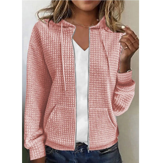 Damen Kapuzenjacke mit Waffelstruktur, Reißverschluss und Eingrifftaschen Shop Nory