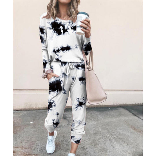 Damen Lässiger Tie-Dye Lounge-Jumpsuit mit Kordelzug und Eingrifftaschen Shop Nory