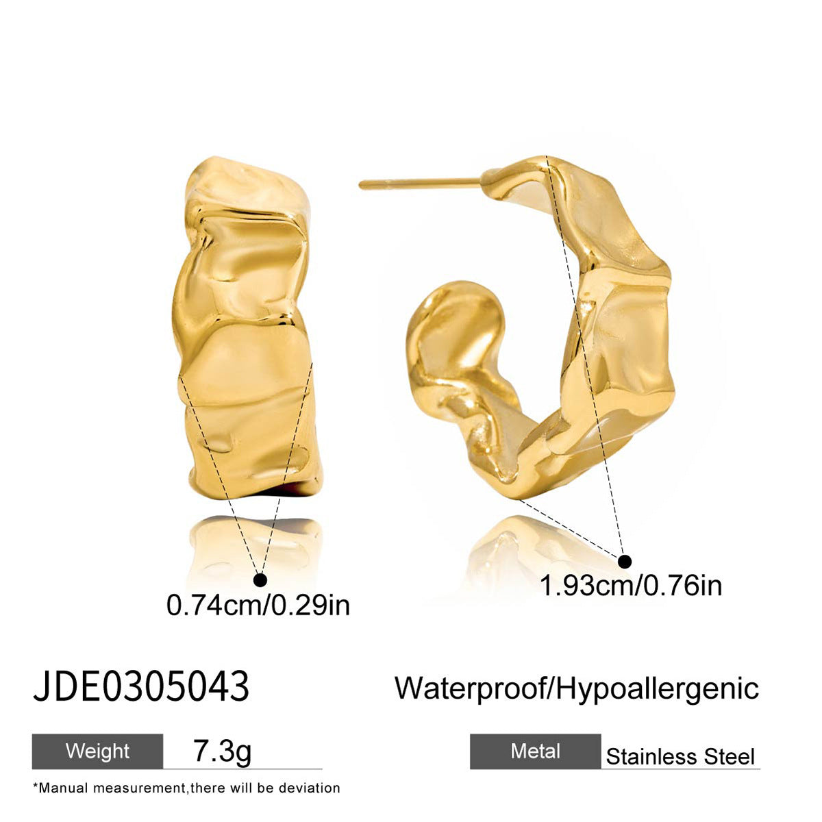 Damen Creolen mit modernem, gewelltem Design aus hypoallergenem Edelstahl Shop Nory