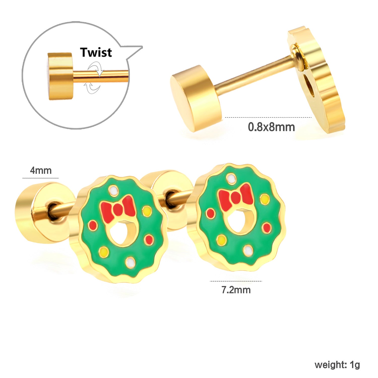 Damen Ohrstecker mit festlichem Weihnachtsmann-Design Shop Nory