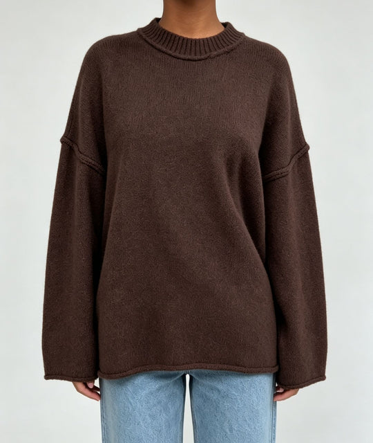 Damen Oversize-Boxy-Pullover mit kurzem Stehkragen und dekorativer Kantennaht Shop Nory