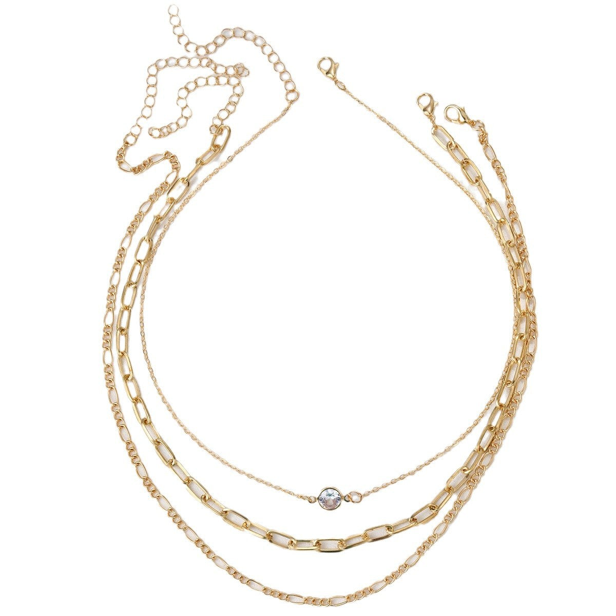 Damen mehrlagige Halskette mit funkelndem Anhänger und eleganten Gliederdesigns Shop Nory
