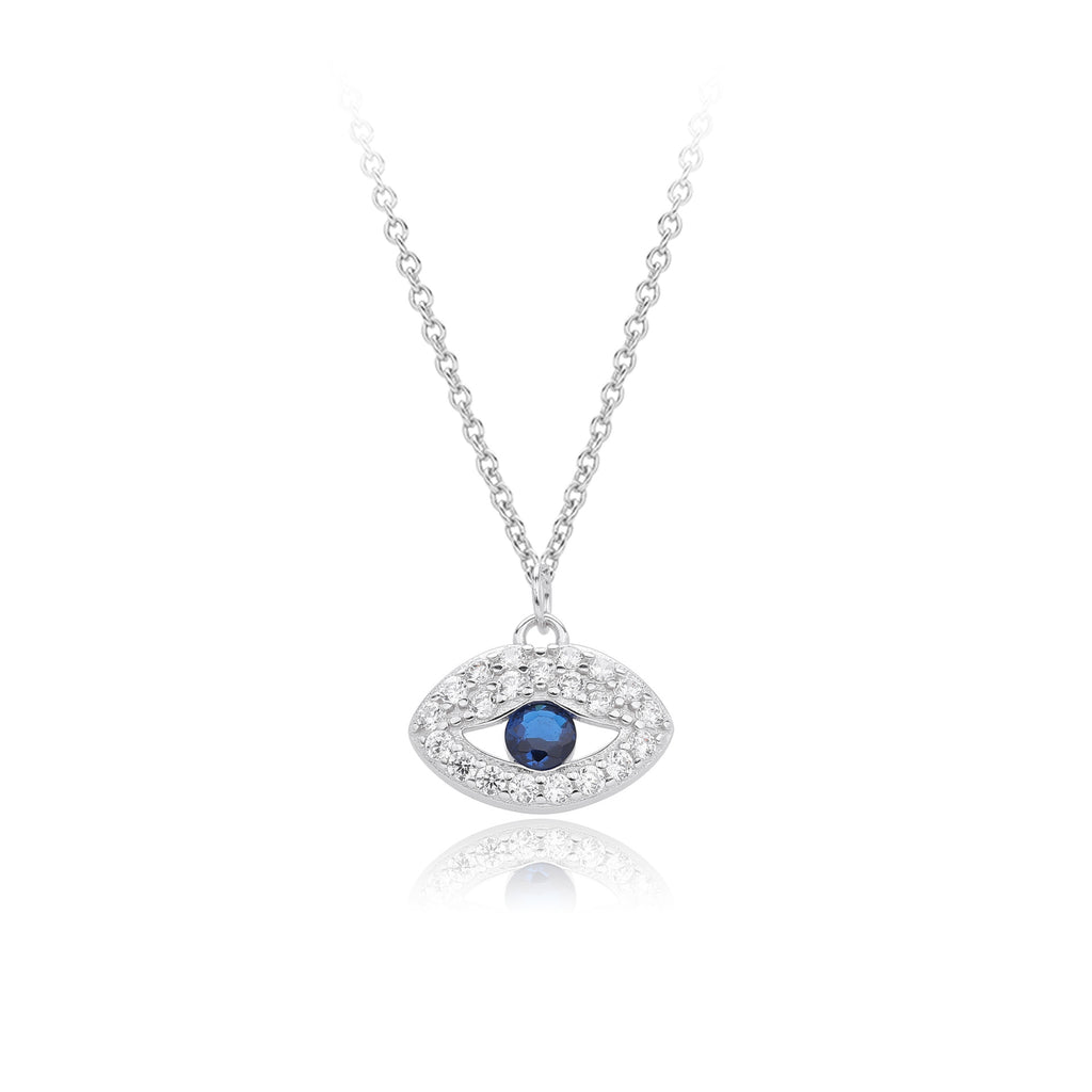 Damen Halskette mit schützendem Augenmotiv aus 925 Sterling Silber und funkeln Zirkonia Shop Nory