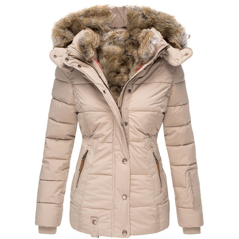 Damen Stepp-Parka mit tailliertem Schnitt und Kunstfellkapuze Shop Nory