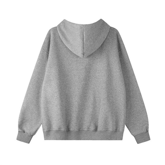 Damen Kapuzen-Sweatjacke mit durchgehendem Reißverschluss, Oversize-Schnitt und Statement-Frontprint Shop Nory