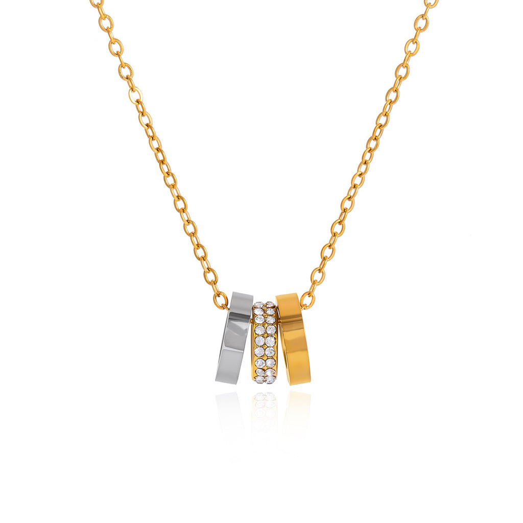 Damen Halskette mit funkelnden Ringen aus hypoallergenem Edelstahl Shop Nory