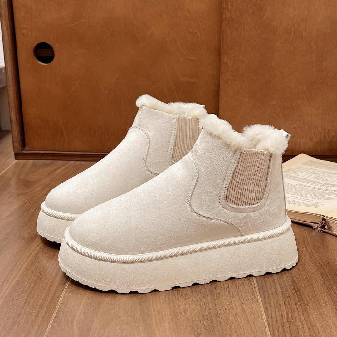 Damen Gefütterte Chelsea‑AnklShop Noryoots mit Faux‑Fur, elastischem Einsatz und Plateau‑Sohle Shop Nory