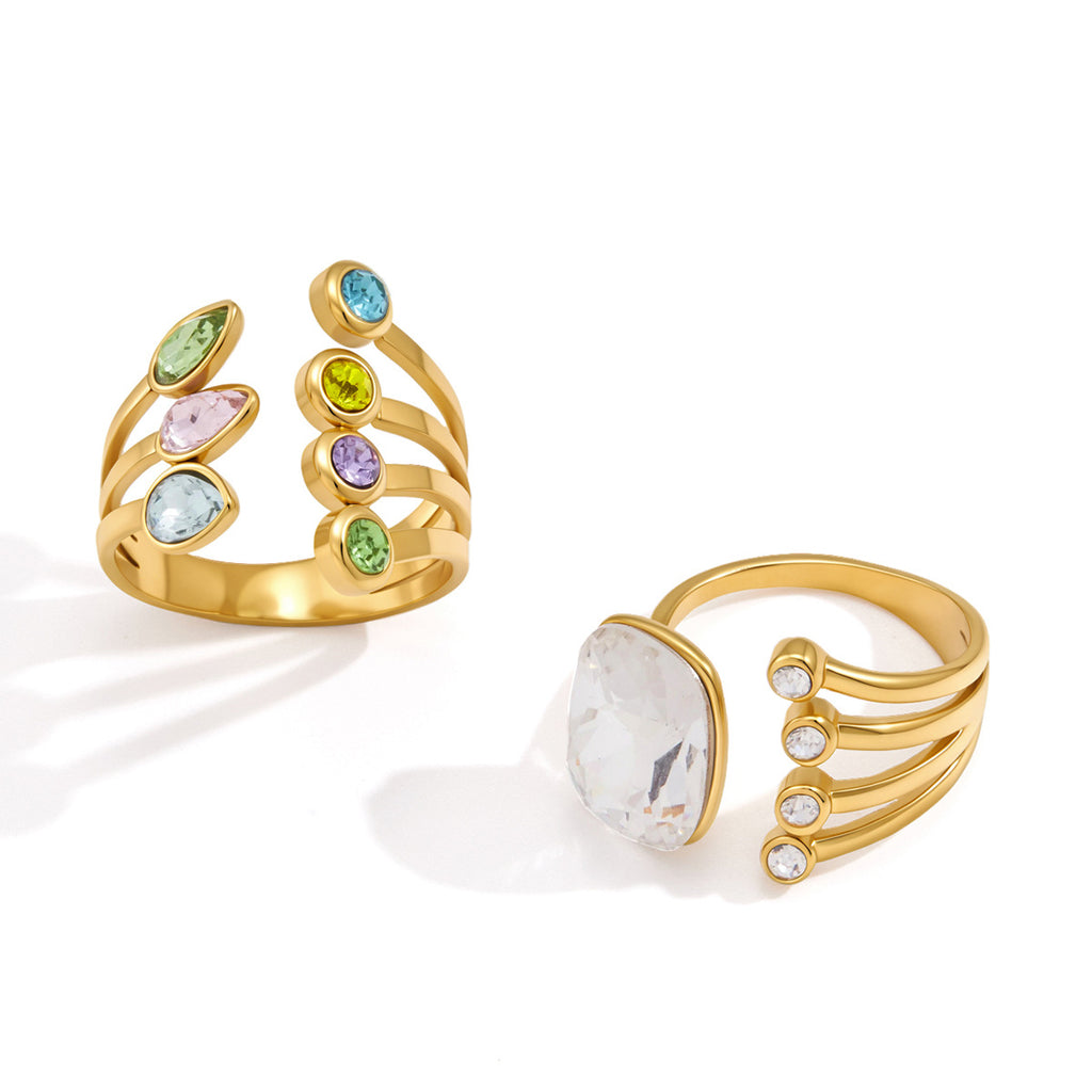 Damen Offener Ring mit funkelndem Kristallbesatz Shop Nory