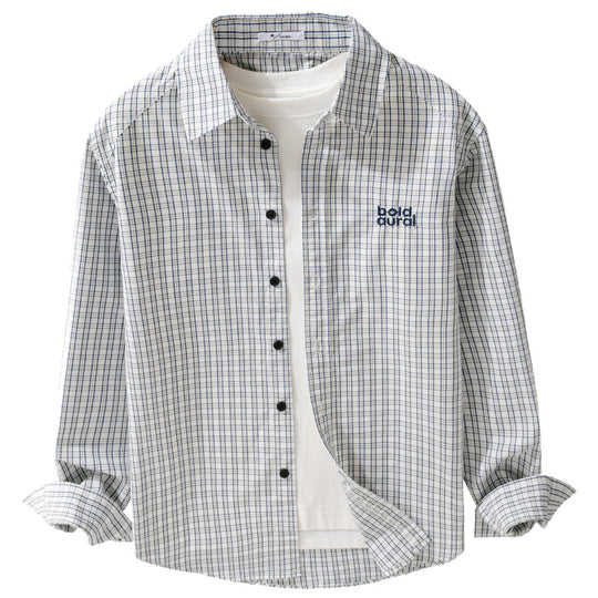 Herren Baumwoll-Overshirt mit feinem Gitterkaro und Kentkragen Shop Nory
