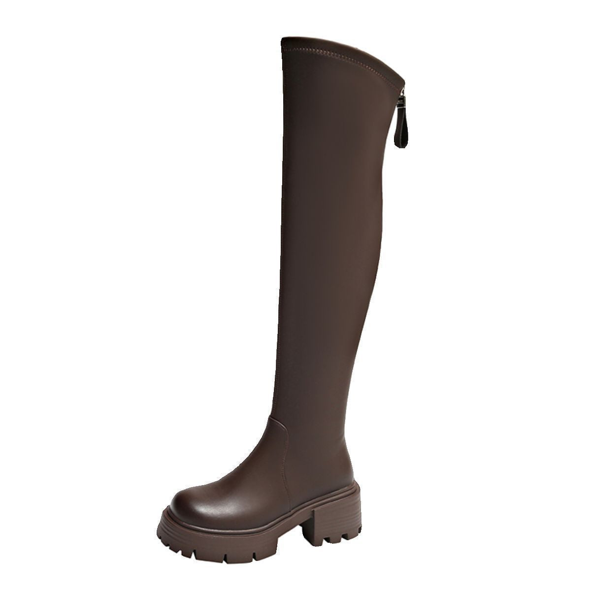 Damen Overknee-Stiefel mit robustem Blockabsatz und elastischem Schaft