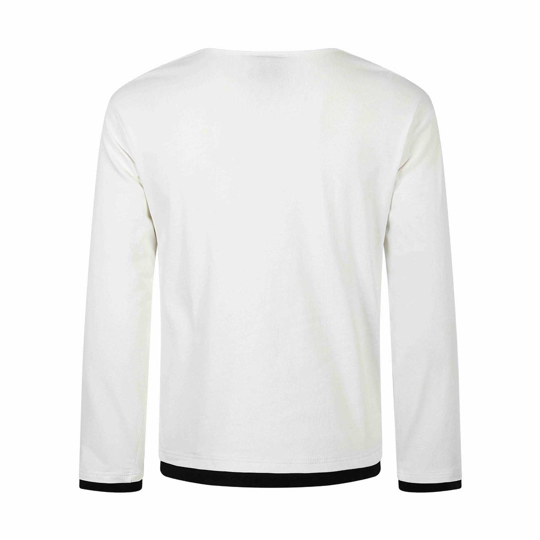 Damen Langarmshirt mit asymmetrischem Schlauchkragen und Grafik‑Music‑Print Shop Nory