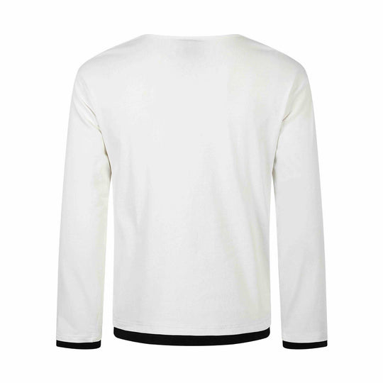 Damen Langarmshirt mit asymmetrischem Schlauchkragen und Grafik‑Music‑Print Shop Nory