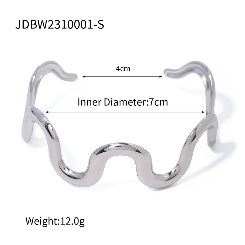 Damen Eleganter Wellenarmreif aus Edelstahl Shop Nory