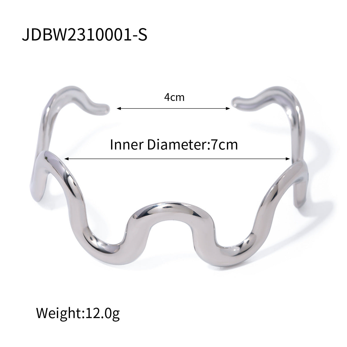 Damen Eleganter Wellenarmreif aus Edelstahl Shop Nory