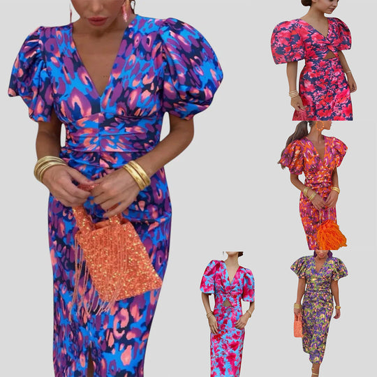 Damen Elegantes Kleid mit Volants und Spitzenelementen