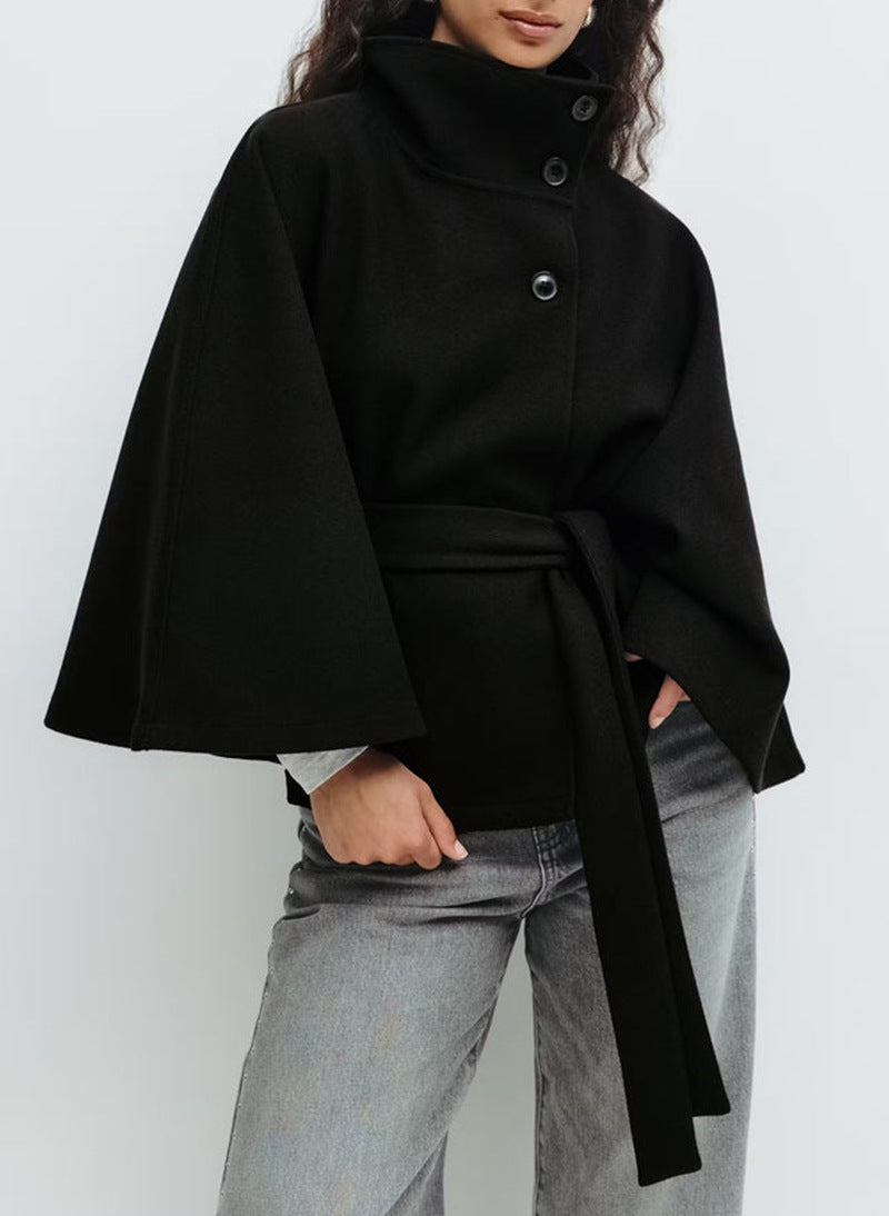 Damen Wickeljacke mit elegantem Stehkragen und weit geschnittenen Ärmeln ShopNory