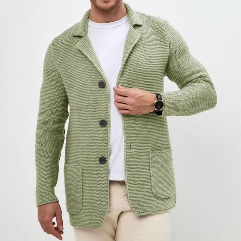 Herren grobgestrickter Strickcardigan mit Schalkragen und aufgesetzten Taschen Shop Nory