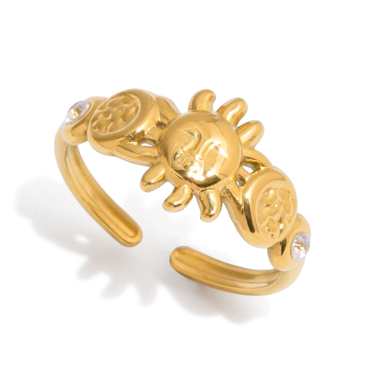 Damen Offenes Armband mit Sonnensymbol und hypoallergener Edelstahlverarbeitung Shop Nory