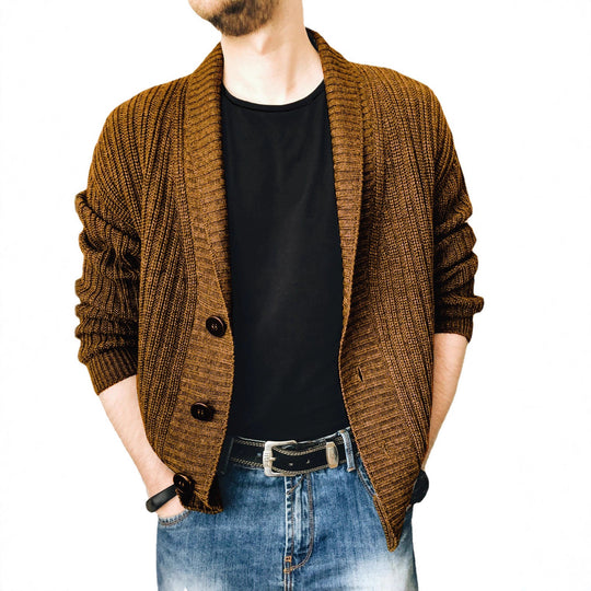 Herren Strickcardigan mit Schalkragen und Knopfleiste Shop Nory