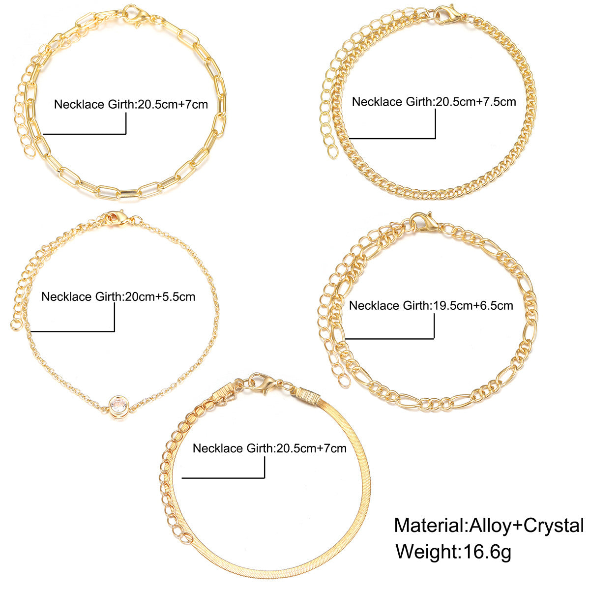 Damen-Armband-Set mit eleganten, mehrlagigen Ketten und feinen Details Shop Nory