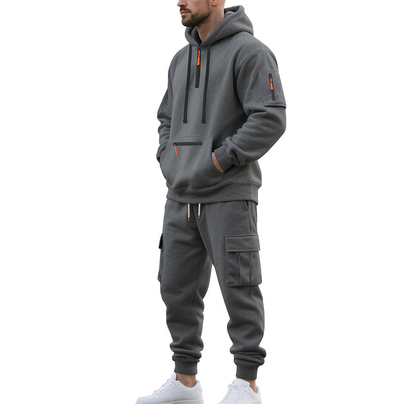 Herren Urbane Cargo-Jogging-Set mit Utility-Hoodie, Reißverschluss-Details und Cargo-Joggers Shop Nory