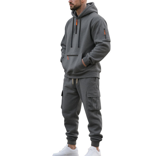 Herren Urbane Cargo-Jogging-Set mit Utility-Hoodie, Reißverschluss-Details und Cargo-Joggers Shop Nory