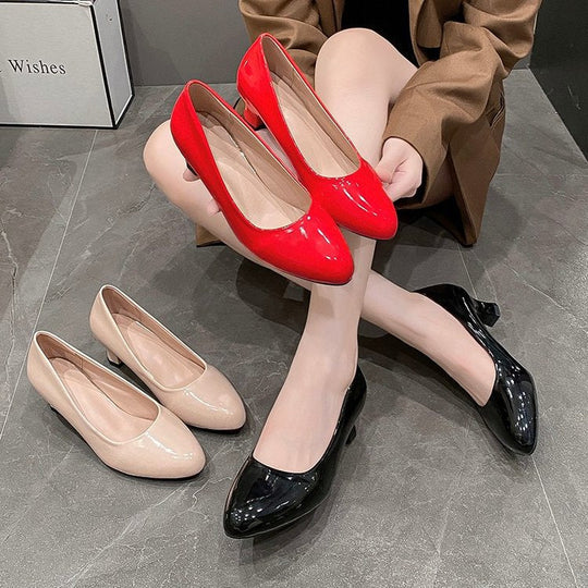 Damen elegante spitze Ballerinas mit bequemen Absatz