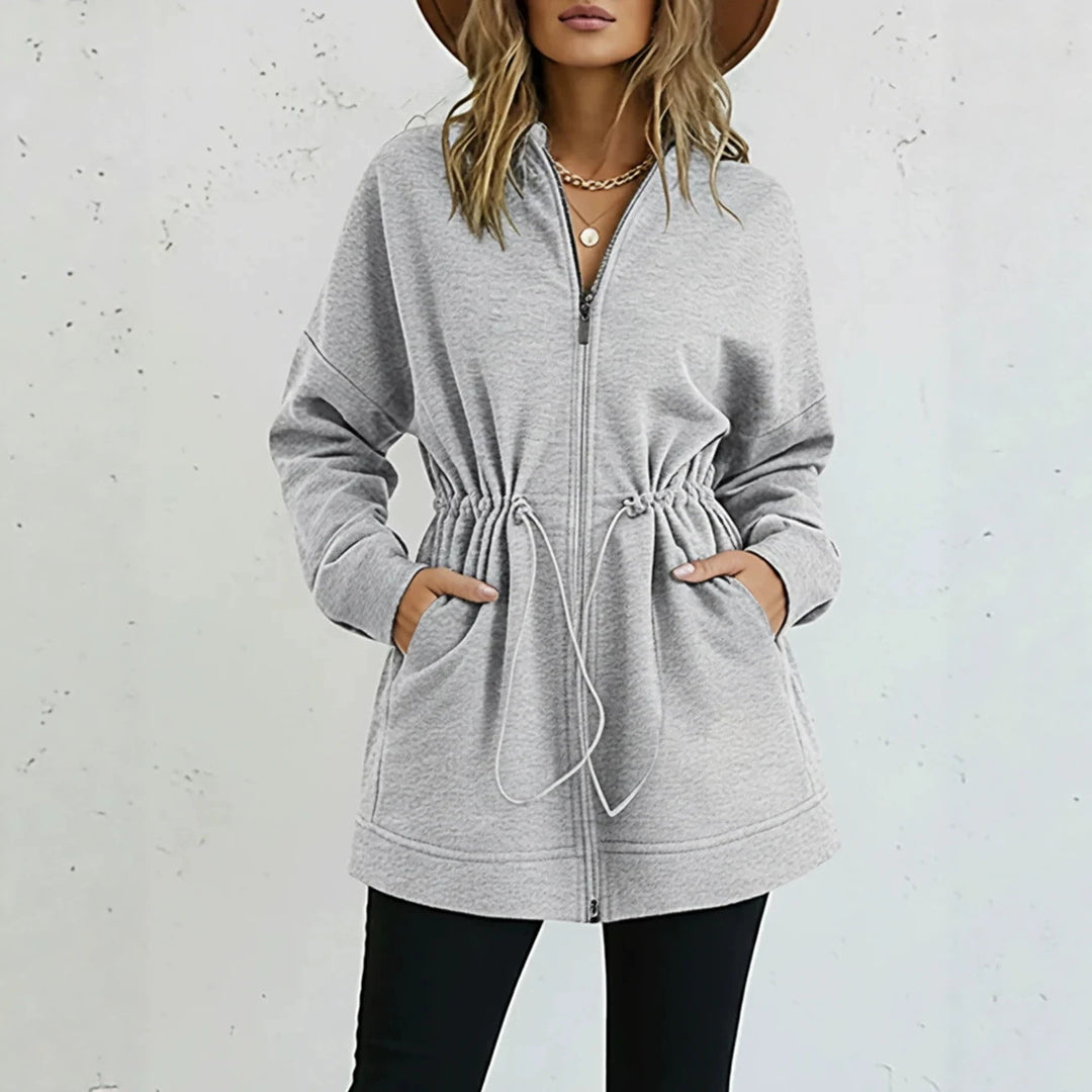 Damen Kapuzenjacke mit Taillen-Zugband, Reißverschluss und Eingrifftaschen Shop Nory
