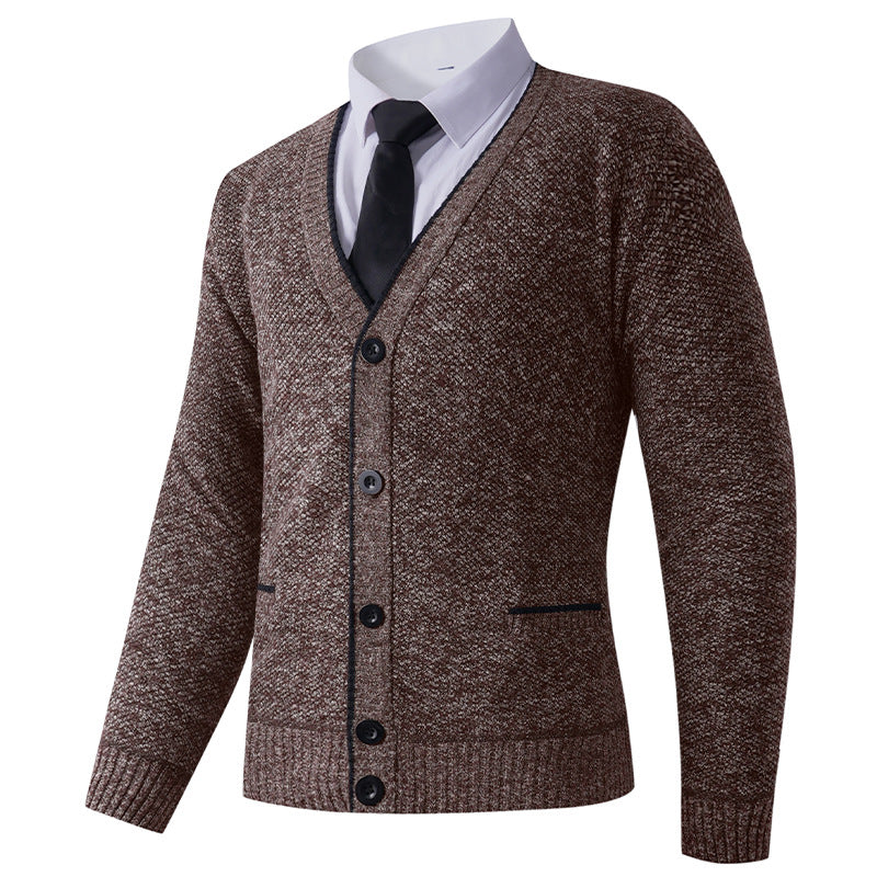 Herren Strukturierte Strickcardigan mit V-Ausschnitt, Knopfleiste und Eingrifftaschen Shop Nory