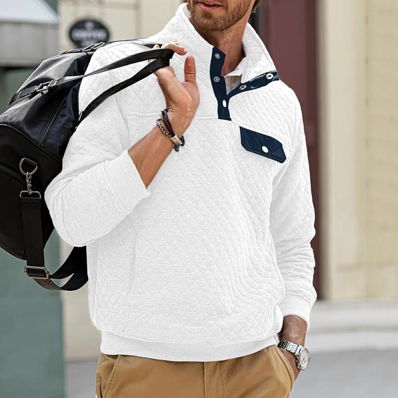Herren Stepp-Sweatshirt mit Stehkragen, Halbreißverschluss und Brusttasche Shop Nory