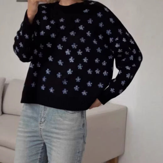 Damen Modischer Pullover mit floralen Mustern
